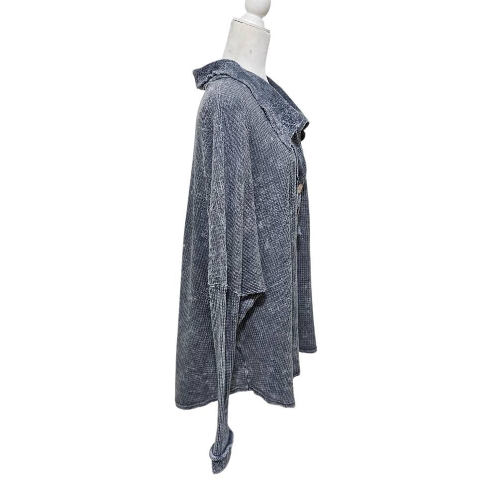 Blue Buttercup Cotton blend Waffle Thermal Textured Top Oversized Medium - Picture 6 of 12